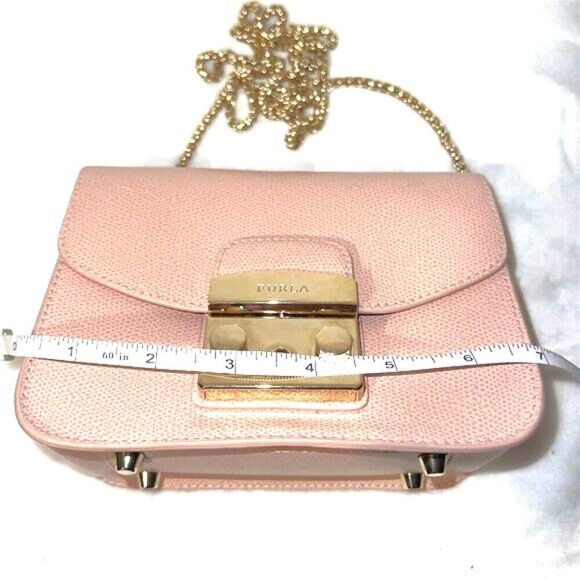 Furla Metropolis Mini Pink Leather Crossbody Bag Women's Chic Accessory - Picture 12 of 13
